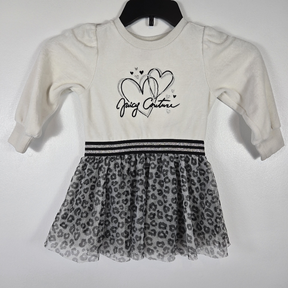 Juicy Couture Toddler Girls Velour Logo Leopard Print Tulle Tutu Dress Size 3T